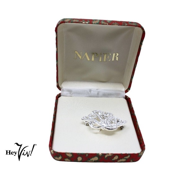 Vintage Stylized Rhinestone Butterfly 1" Pin Original Napier Gift Box - Hey Viv - Picture 2 of 6